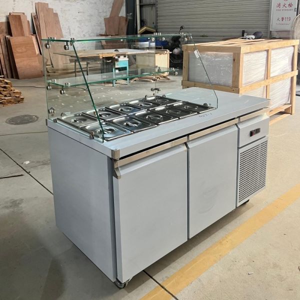 Single Temperature Pizza Salad Preparation Fridge 2 Door Automatic Defrost