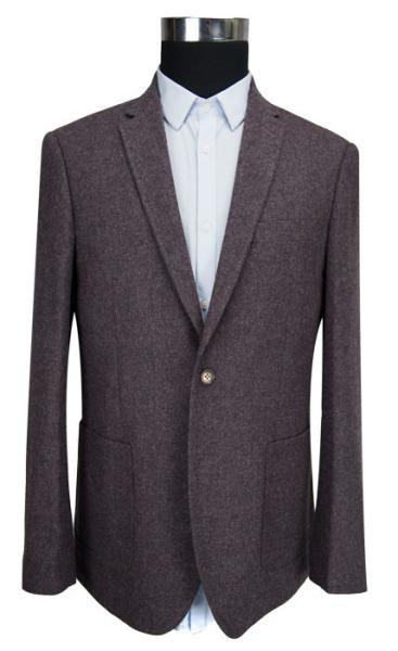 Wool Dark Grey Slim Fit Blazer Woven Fabric Anti Shrink / Anti Wrinkle