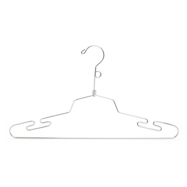 Notched Shoulders Chrome Wire Hangers , Stainless Steel Clothes Hanger