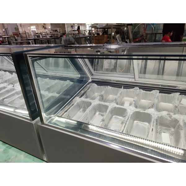 Luxury Gelato Ice Cream Refrigerator 24 Pan Display Air Cooling