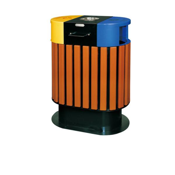 Large Waste Bin Collection Station Outdoor Trash Can with Wooden Metal Wood Trash Can