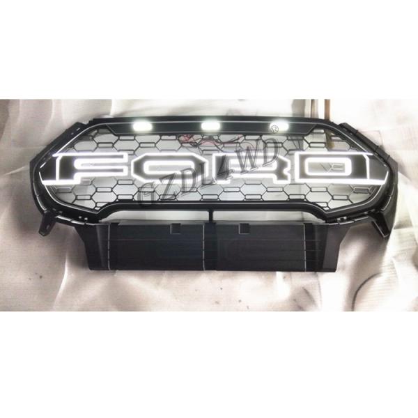 СИД освещает черную пластиковую сетку гриля Форда Экоспорт 2020 СУВ