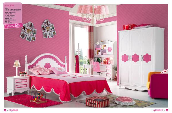 glossy girl's painted bed room furniture set,#910