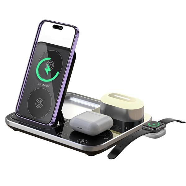 Multi Function  Qi Wireless Charging Stand 110KHz Dimming Black Convenient