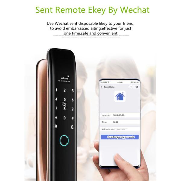 4200MAH Lithium Battery Auto Alarm Fingerprint Door Lock Classical Black