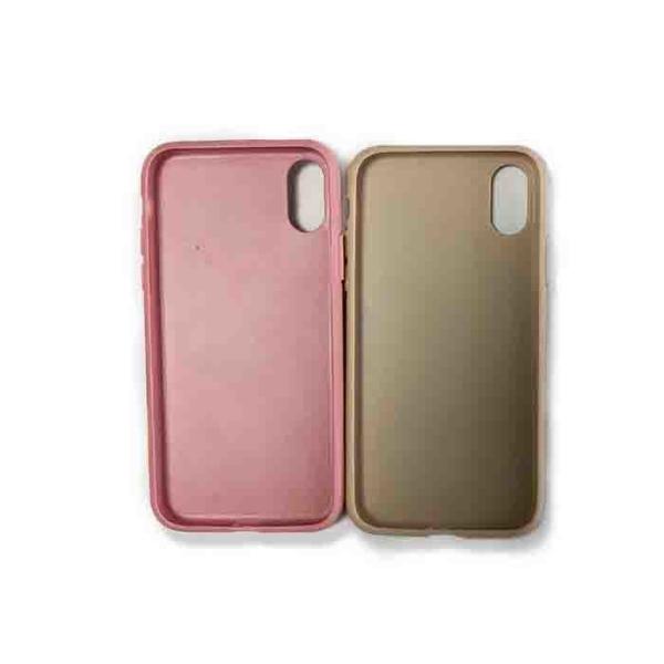 Pocket Back Cell Phone Silicone Cases for iPhone X Case Protecting Pink / Khaki Color