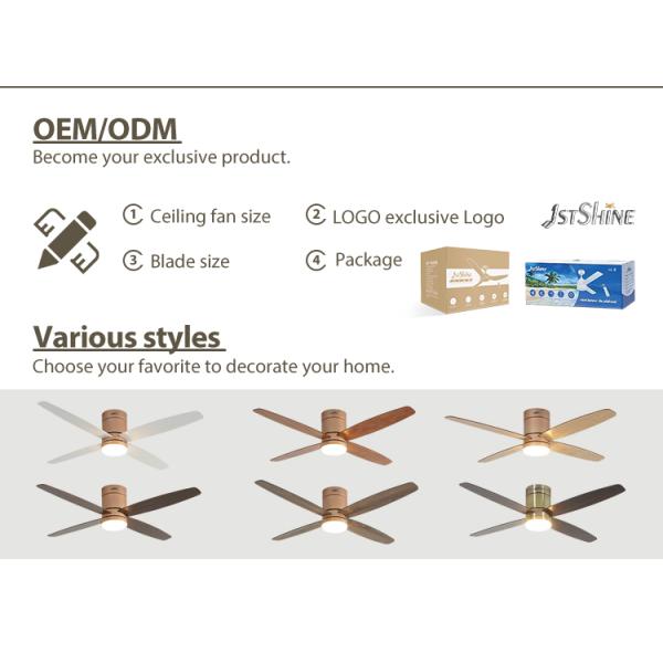 1stshine Antique Brass Color LED Ceiling Fan com estilo vintage remoto e vento natural