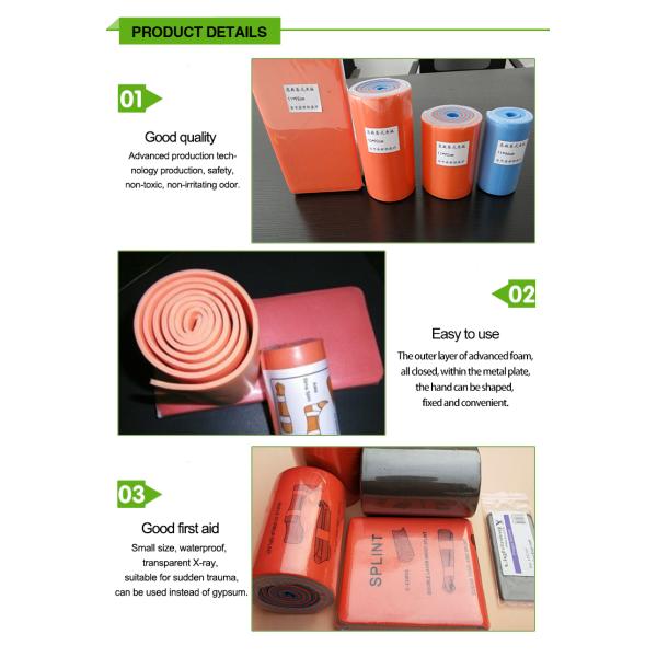 High quality orange high polymer foam first aid roll splint China manufacturer