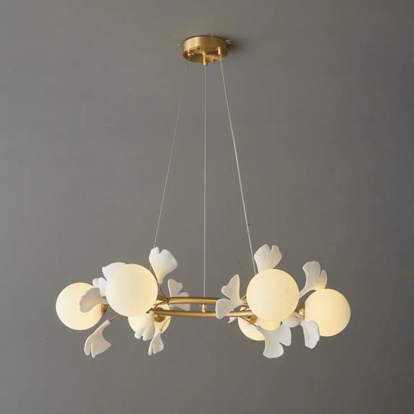 White Luxury Interior Round Ring And Big Villa Ceramic Pendant Lamp For Home