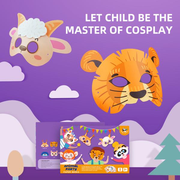máscaras de papel animais de 8pcs Cosplay Dia das Bruxas para presentes de aniversário das crianças
