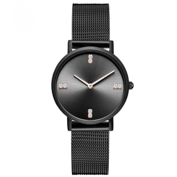 Quick Release Mesh Band Quartz Stainless Steel Watch PVD Black Water Resistant