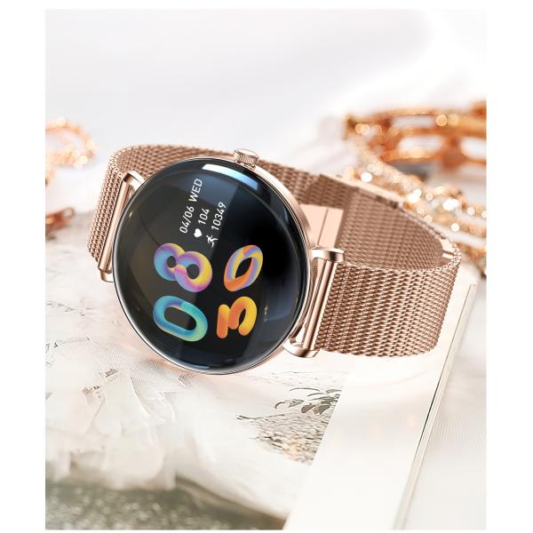 Reloj inteligente V85 Fashion para mujer, pantalla AMOLED delgada, llamada BT, monitor de muñeca, rastreador de actividad física