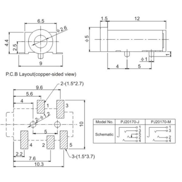 El conector hembra del auricular del SGS, los phos del conector de auriculares de 2,5 milímetros broncea plateado