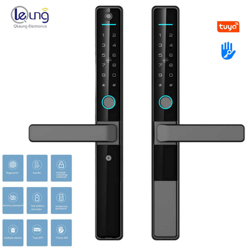 Waterproof Outdoor Smart Door Lock with Fingerprint Card Password Key Tuya App Control 2 Years Warranty