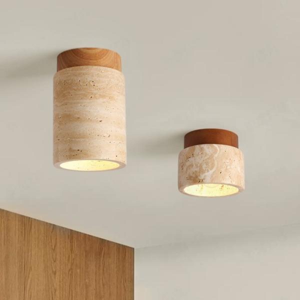 JYLIGHTING Modern Environmentally Friendly Japanese Style Yellow Travertine Entrance LED Ceiling Light