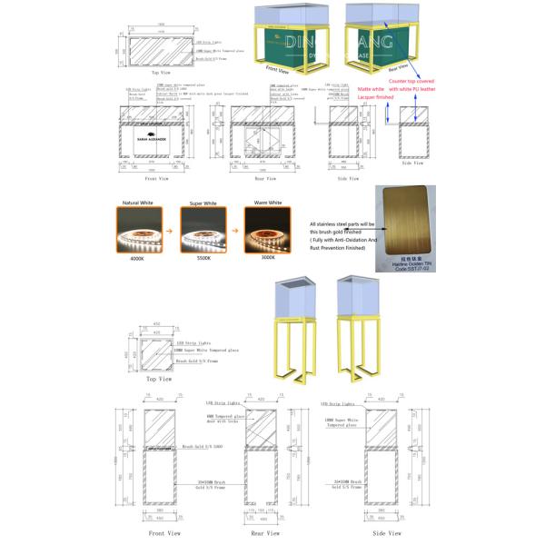 304# Нержавеющая сталь прямоугольный витрины ювелирных магазинов