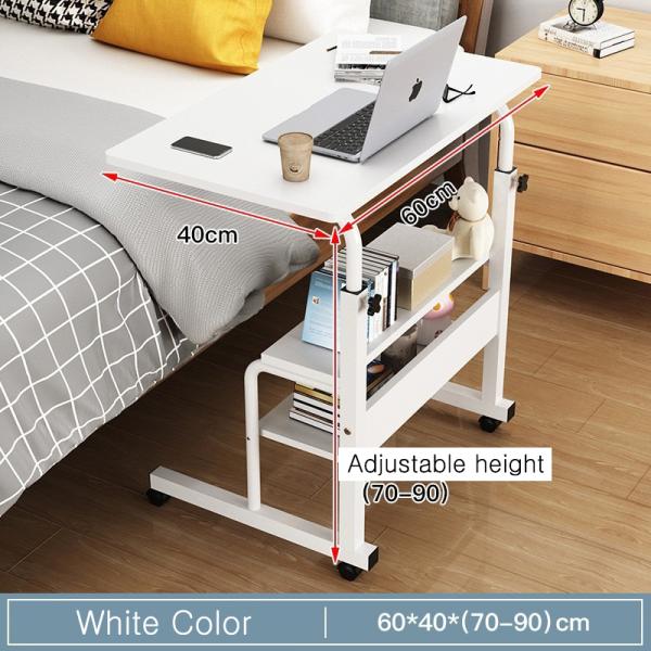 Height Adjustable Rolling Laptop Desk Bedroom Living Room Side Sofa Table For Bed Small Movable with Wheels
