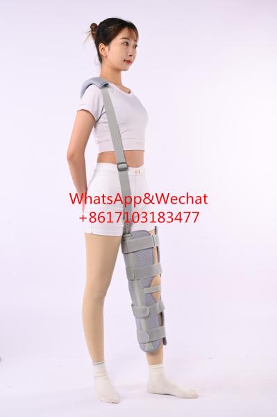 Orthopedic and Rehabilitation Adjustable Tri-Penel Knee Immobilizer with 4 Aluminum Bars