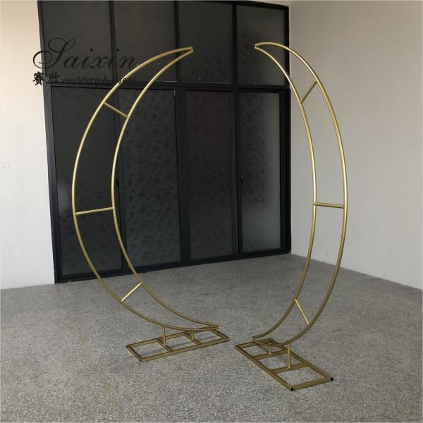 Decoração de Casamento Ponto de fundo Estande Portagem única Forma de Lua Estande de Metal Branco 210CM