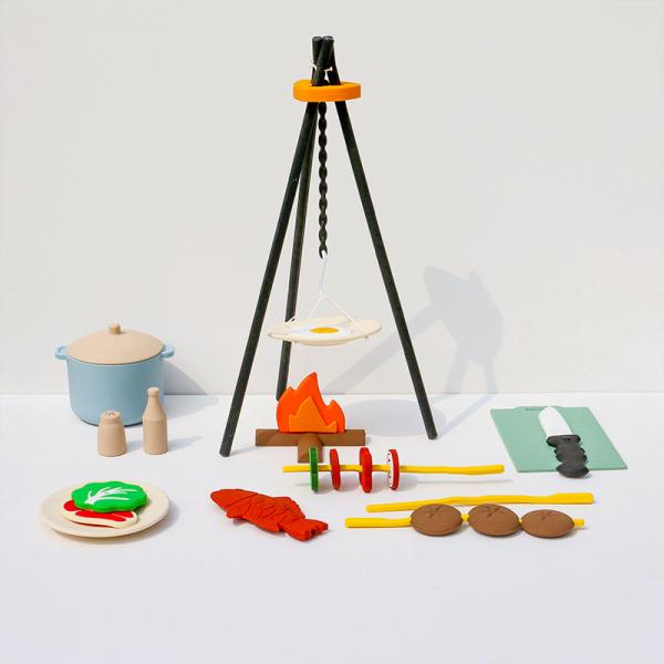 BBQ Barbecue Kitchen Toy Set with Pretend Smoke Kitchen Accessories Play Food Toy for Pretend Play Cooking for Kids
