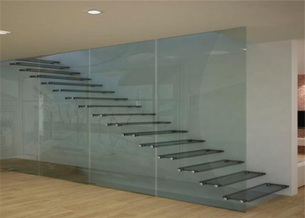 Prima Building Floating Steps Staircase Laminated Glass Steps Floating Straight Stair