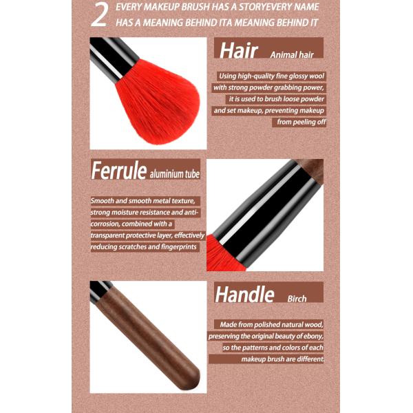 189A0428 Fabricant 28PCS Cheveux d'animaux Tubes de cuivre Poignée en bois Logo personnalisé