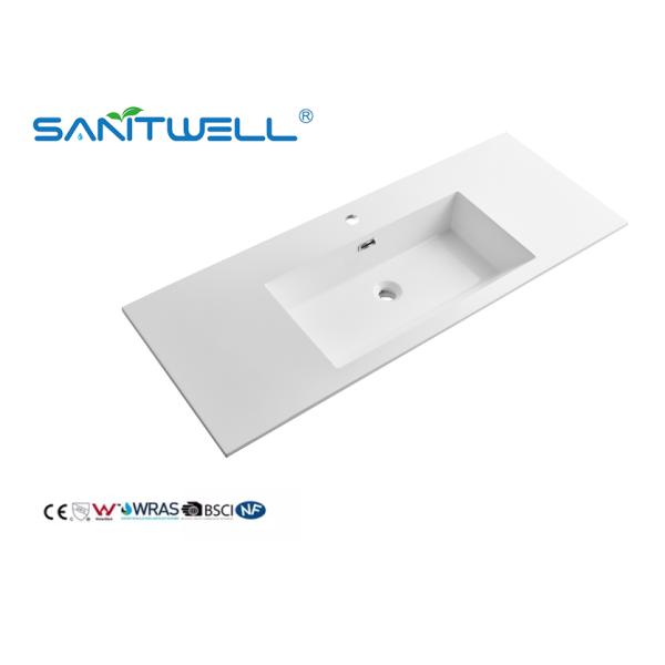 Тазов камня OEM SWJ1200 раковины Полу-счетчика формы прямоугольника Matt приемлемых искусственных легкие чистые белые