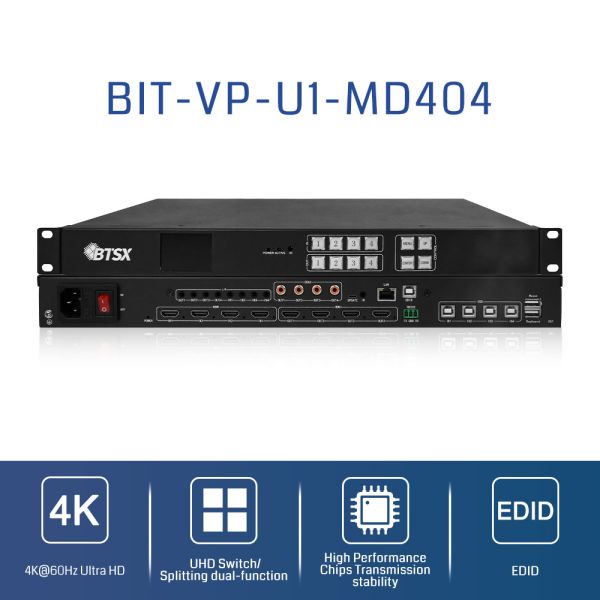 4K60 Video Wall Controller with Seamless Splicing and 4 Inputs 4 Outputs HDMI Video Wall Processor
