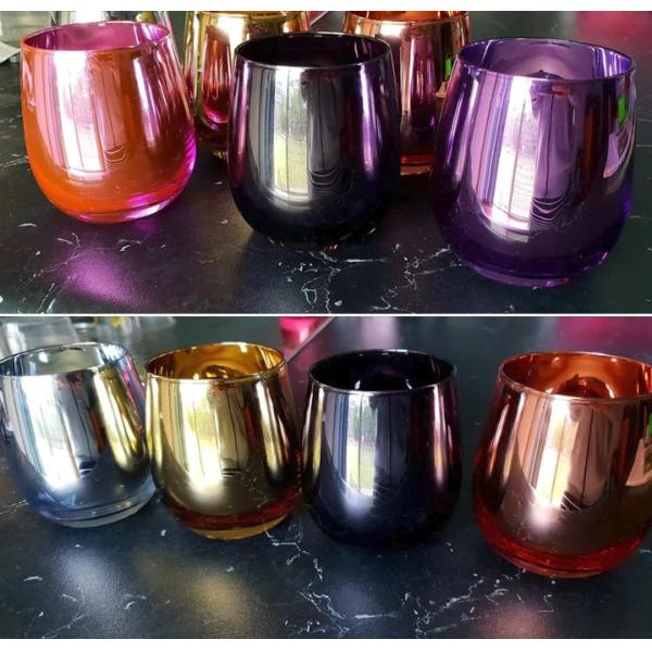 Cool Small Scented Candles Luxury Holder Color Glass Candle Jar With Metal Gold Lid