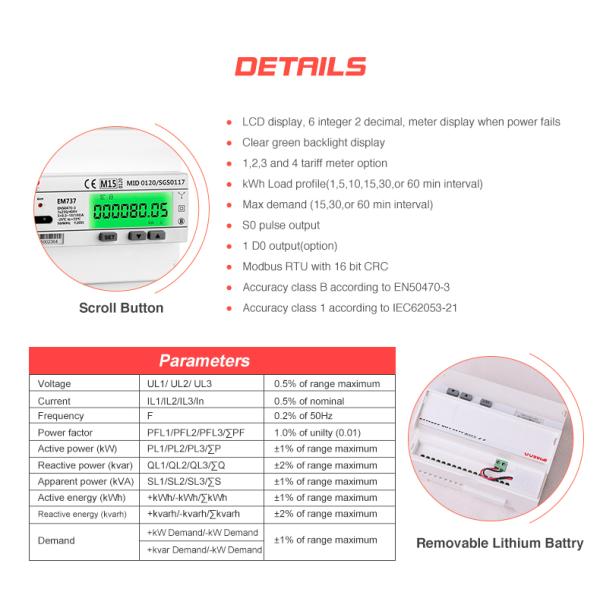 Internal Transformer Three Phase Prepaid Energy Meter with Output Voltage 3*230/400V