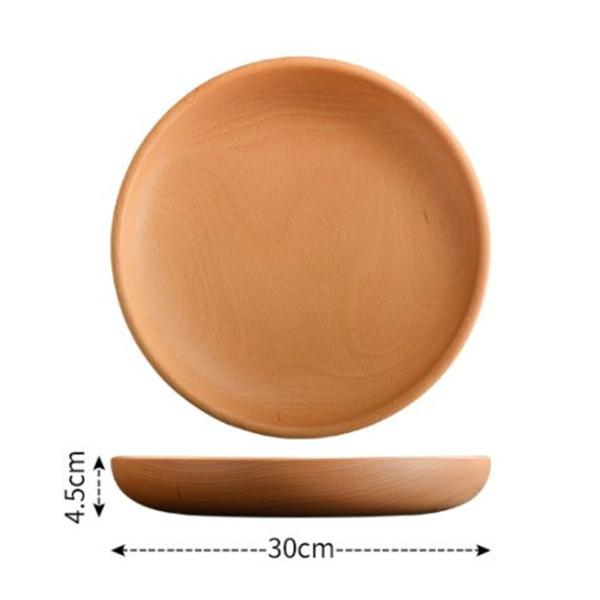 BPA Free Wooden Kitchen Utensil Set Creative Beech Wood Plate Round Salad Pickle Bowl