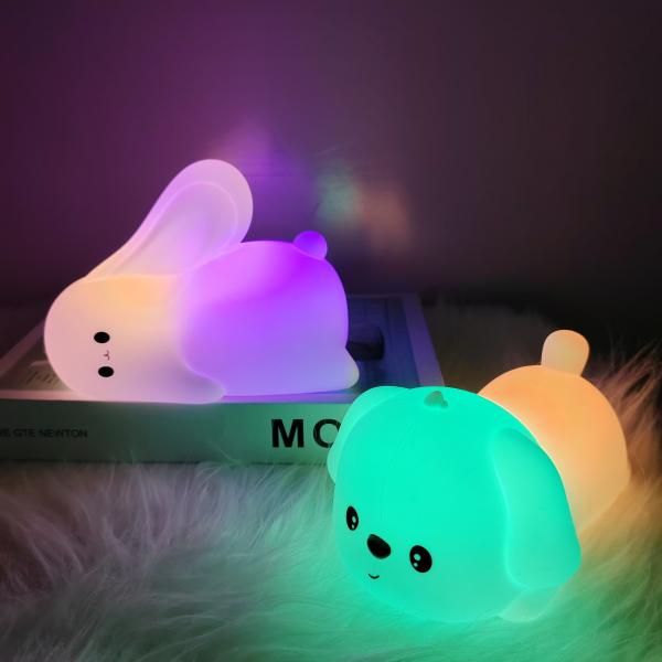 Ночной фонарь для детей Милый силиконовый щенко Ночной фонарь с 2 уровня яркости 7 цветов Каваи сенсорная лампа для спальни