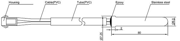Stainless Steel Thermistor Probe Spherical Ended Wide Mouth