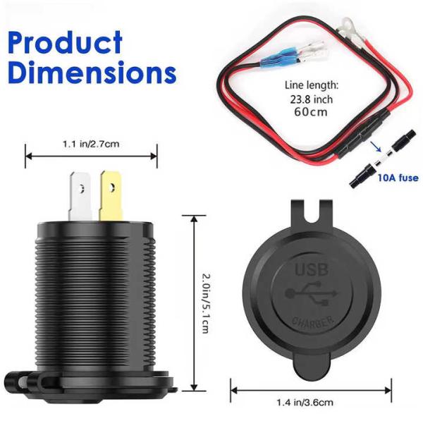 Cargador de teléfono para coche con USB dual QC3.0 de moda 5V 2.1A 12-24V con protección de seguridad
