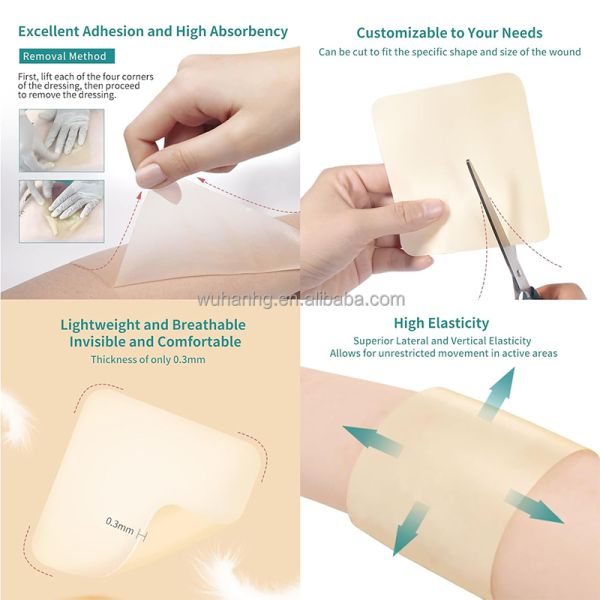 5x5 10x10 Medical Hydrocolloid Wound Dressing Waterproof Patch Bandages