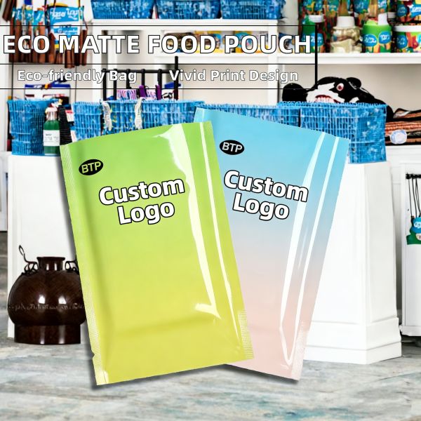MOQ 100pcs Colorful Eco-friendly Glossy BOPP/VMPET/PE Heat Seal Bags Recyclable Square Bottom Zipper Top