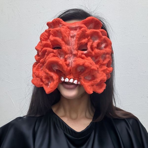 Bloody Red Fungus Mask For Halloween, Horror Cosplay Prop Mask For Costume Party, Fungal Infected Latex Mask For Men & Women, Red, One Size