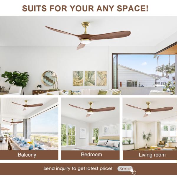 Ventilador de teto LED interior de 10 lâminas de madeira com iluminação personalizada ODM e controle remoto