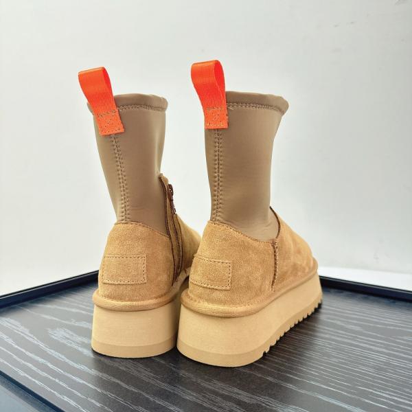 Slim Thick-Soled Pencil Boots Women'S New Winter Plus wool Thickened Snow Boots Women'S Outer Wear Cowhide Waterproof