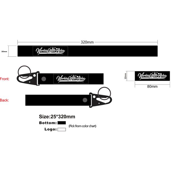 Custom logo silkscreen printed polyester lanyard neck straps perfect for keychains.