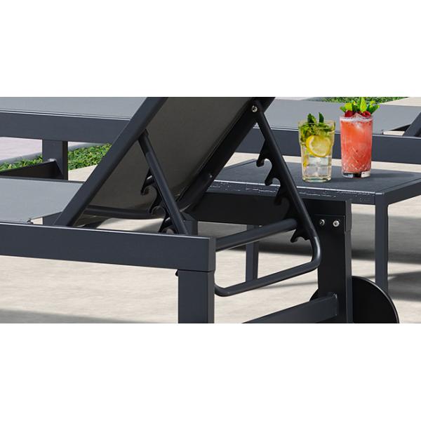 Outdoor Lounge Chair Set Aluminum Patio Chaise Lounger Side Table and Pillow Outside Pool Beach Sunbathing Tann