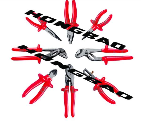 6 7 8 1000V Voltage Insulated Dipped Plastic Grip Handle Combination Pliers CR-V 1000V AC Electrical Cut Linesman Plier