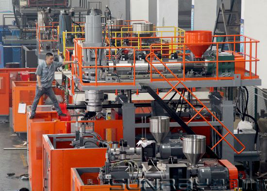 Blue Plastic Barrel Making Machine , 120L Drum Blow Moulding Machine