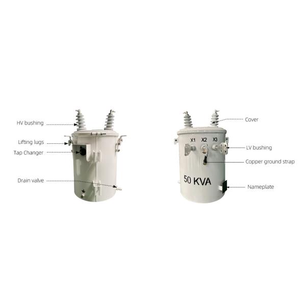 50kva Pole Mounted Transformer 12.47kv To 277v Oil Filled Distribution Electric Pole Transformer UL Listed