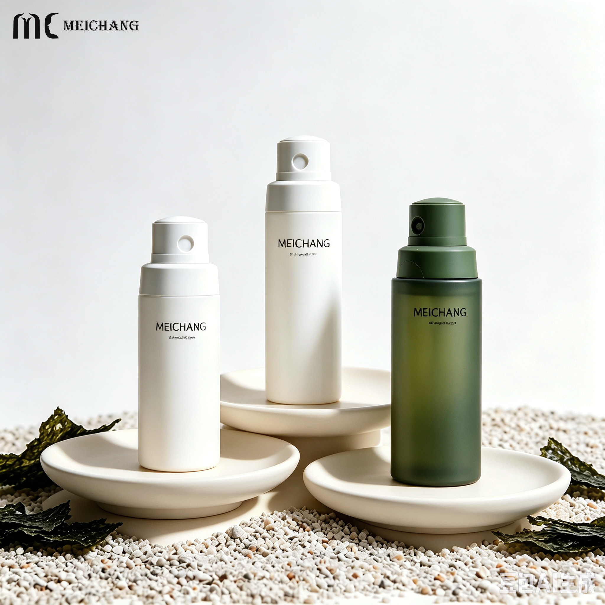 60ml 100ml 150ml Round PCR HDPE Powder Spray Bottle for Skincare Powder Packaging (MC-1504)
