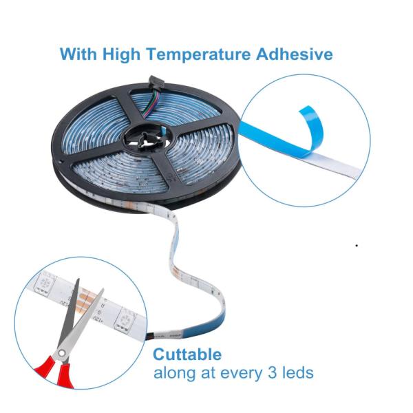 Прокладки приведенные RGB 12V 18w 5050 20lm/Led 5m гибкие светлые