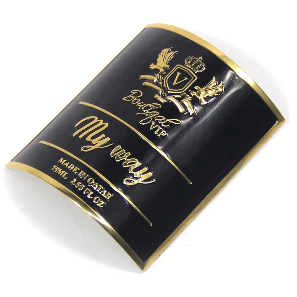Custom Essential Oil 3D Metal Stickers Embossed Perfume Bottle Sticker