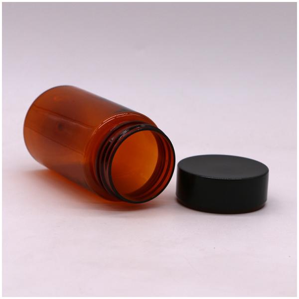 Bouteille de pilules en plastique sur mesure de 120 ml en PET Ambre de couleur ronde