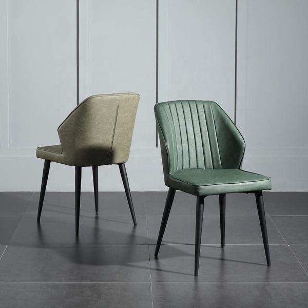 Synthetic Leather Grey Upholstered Dining Chair For French Cafe