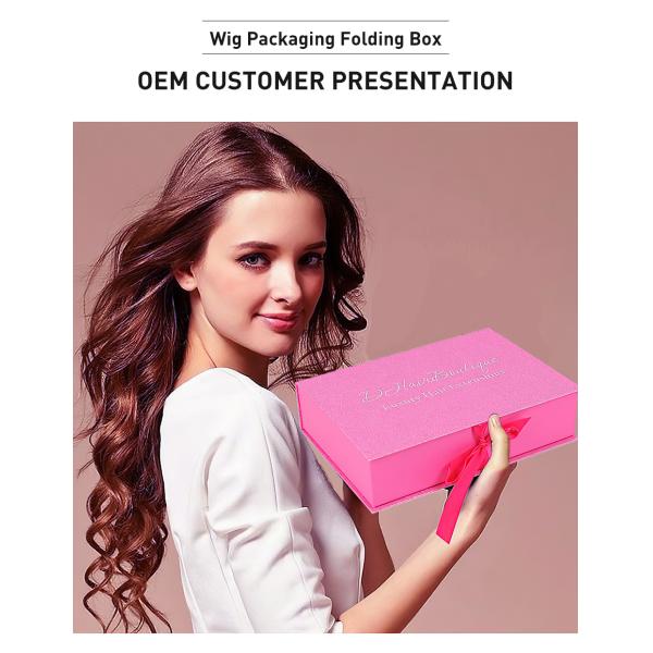 Magnetic Folding Hair Extension Packaging Boxes Fashionable With Silk Satin
